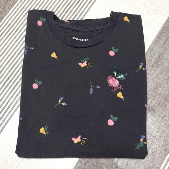 Coach dark gray Tee with Colorful Butterfly Embroidery - Picture 3 of 7